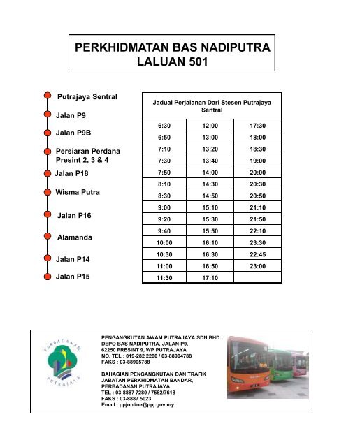 Jadual Laluan Bas Nadi Putra