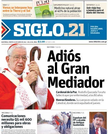 Comunicaciones necesita Q5 mil 600 millones para obras ... - Siglo 21