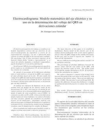 Electrocardiograma: Modelo matemático del eje eléctrico y su uso ...