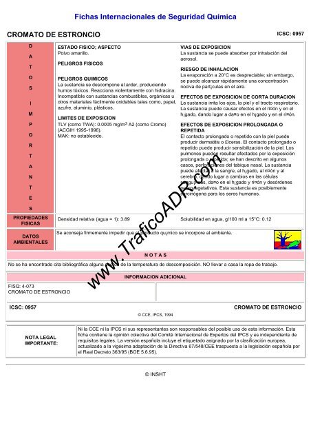 Fichas Internacionales de Seguridad Química - TraficoADR