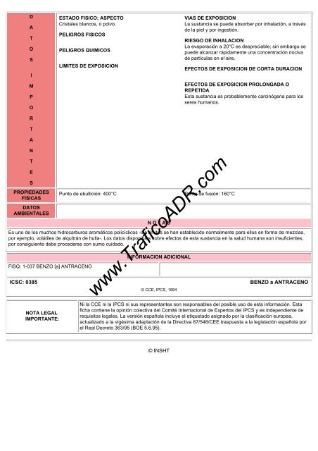 Fichas Internacionales de Seguridad Química - TraficoADR