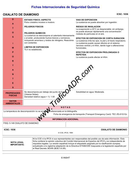 Fichas Internacionales de Seguridad Química - TraficoADR