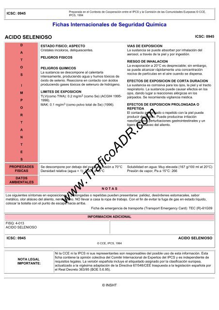 Fichas Internacionales de Seguridad Química - TraficoADR