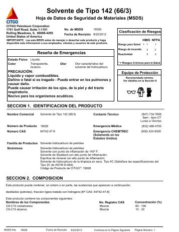 2306 142 Solvent 66_3 (Spanish (MX)) CITGO MSDS - docs.citgo.com