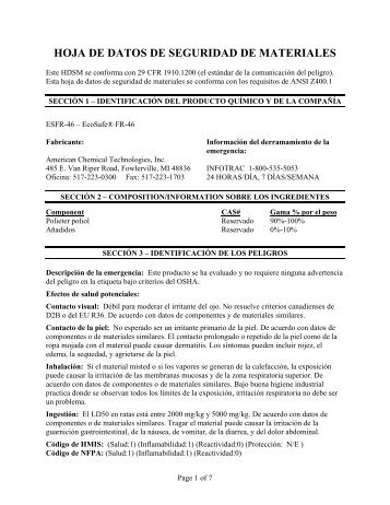 hoja de datos de seguridad de materiales - American Chemical ...