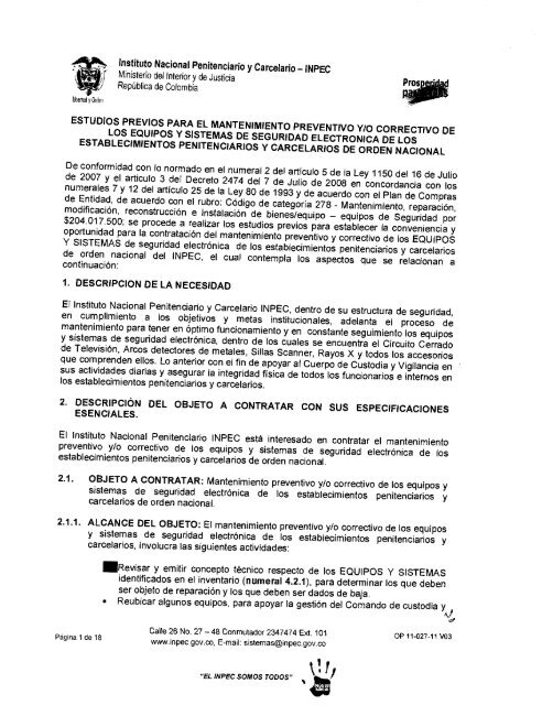 Instituto Nacional Penitenciario Y Carcelario Inpec Ministerio Del