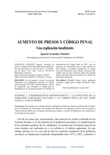 Aumento de presos y Código Penal: una explicación - Criminet