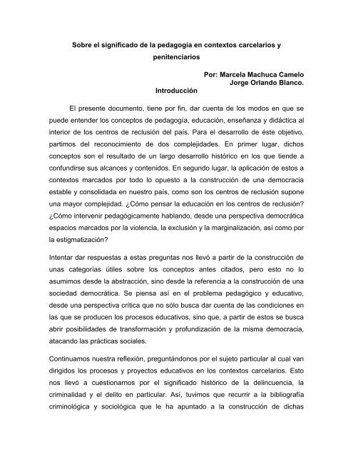 Sobre el significado de la pedagogía en contextos de encierro - Inicio