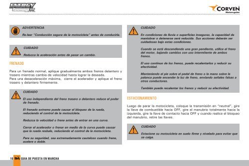 Energy Tuning 110 | Manual de Usuario PDF - Corven Motos