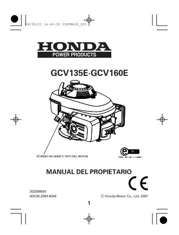 manual del propietario gcv135e·gcv160e - Honda-engines-eu.com