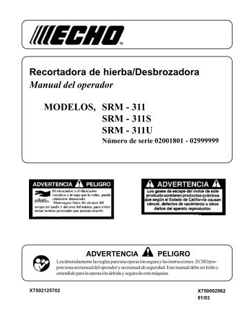 Recortadora de hierba/Desbrozadora Manual del operador - RenTrain