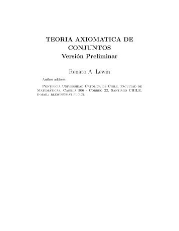 TEORIA AXIOMATICA DE CONJUNTOS - Facultad de Matemáticas ...