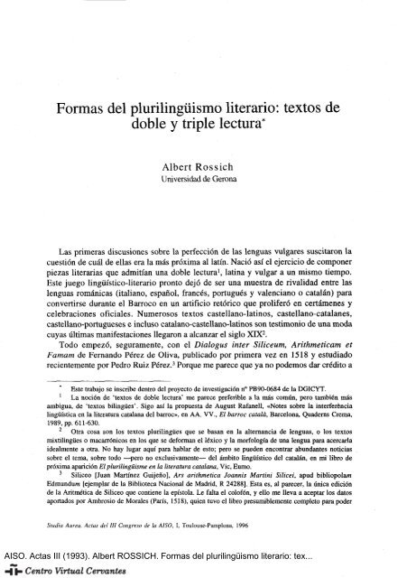 Formas del plurilingüismo literario: textos de doble y triple lectura