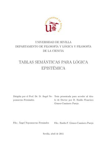 tablas semánticas para lógica epistémica - Universidad de Sevilla