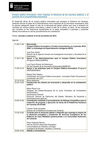 Programa de la jornada - Agencia Canaria de Investigación ...