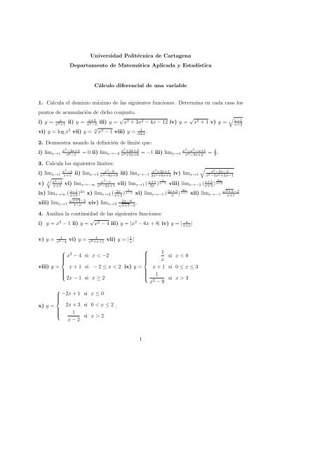 Cálculo diferencial de una variable. - Universidad Politécnica de ...