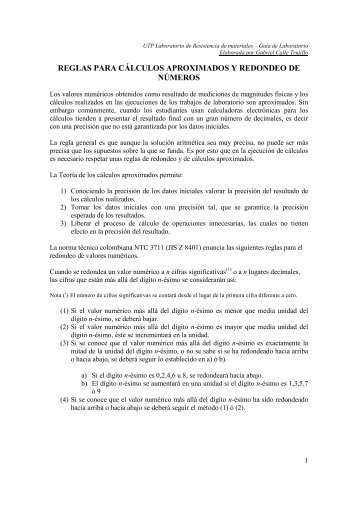 reglas para cálculos aproximados y redondeo de números