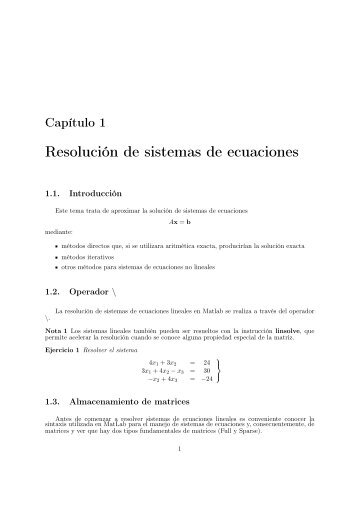Resolución de sistemas de ecuaciones - OCW