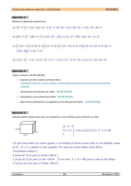 Examen de números naturales y divisibilidad 10/12/2012 12 , 15 5 ...