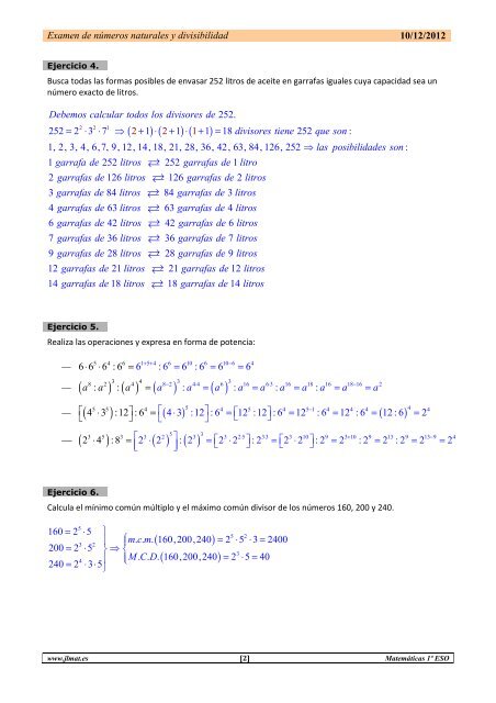 Examen de números naturales y divisibilidad 10/12/2012 12 , 15 5 ...