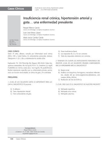 Insuficiencia renal crónica, hipertensión arterial y gota…