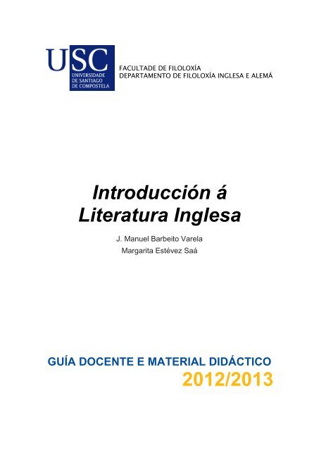 Introducción á Literatura Inglesa 2012/2013 - Universidade de ...