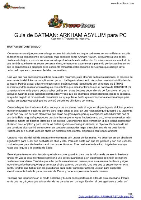 Guia de BATMAN: ARKHAM ASYLUM para PC 