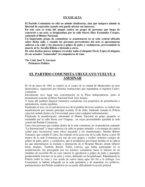 7. El Partido Comunista Uruguayo vuelve a asesinar - en voz alta