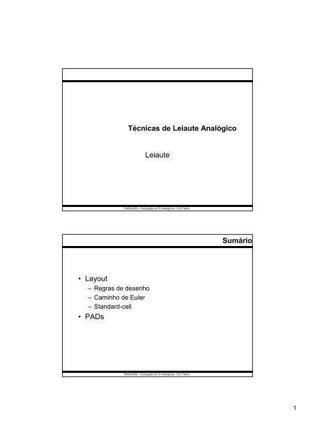 Introdução ao leiaute analógicos