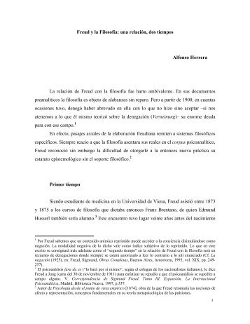 Freud y la Filosofía: una relación, dos tiempos Alfonso Herrera La ...