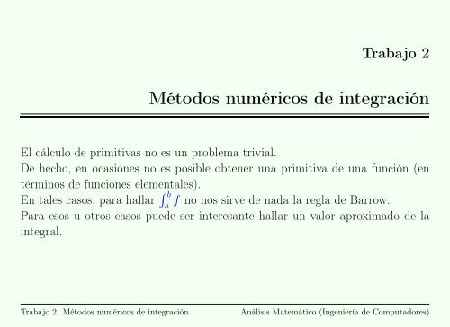 Trabajo 2. Métodos numéricos de integración