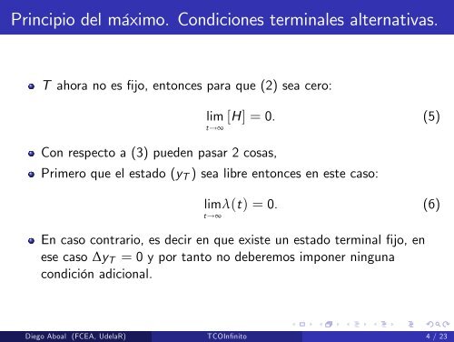 Teor_a del Control Optimo: Horizonte infinito - Cinve