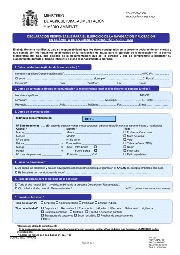 modelo de Declaración Responsable - Confederación Hidrográfica ...