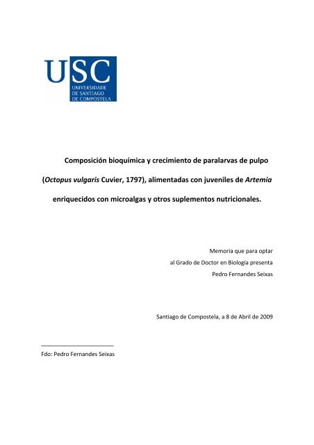 Composición bioquímica y crecimiento de paralarvas de pulpo ...