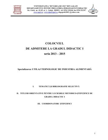 Utilaj tehnologic pentru industria alimentară - Dppd.ugal.ro