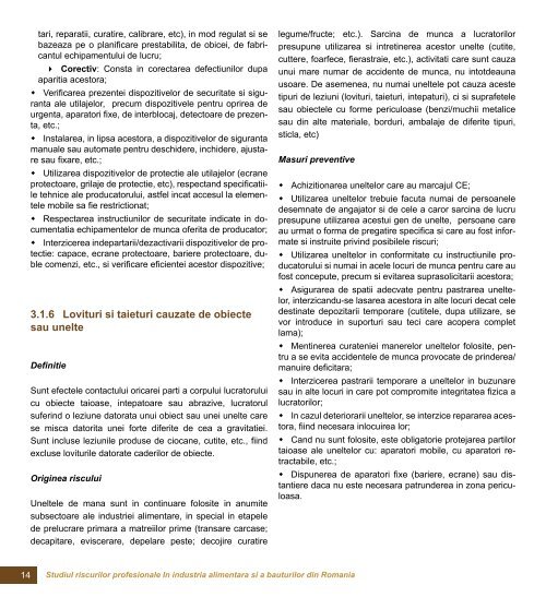 Studiul riscurilor profesionale in industria alimentara si a bauturilor ...