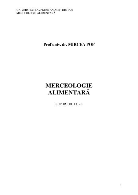 Suport curs Merceologie Alimentara anul II ECTS