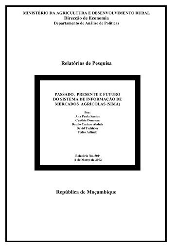 República de Moçambique Relatórios de Pesquisa - AgEcon Search