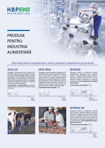 PRODUSE PENTRU INDUSTRIA ALIMENTARĂ - hbp eko distribution