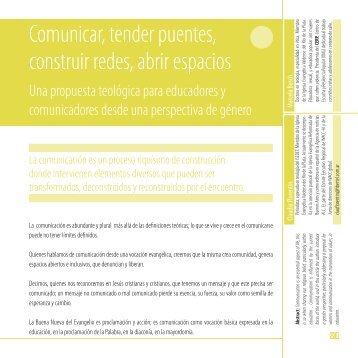 Comunicar, tender puentes, construir redes, abrir espacios - Creas