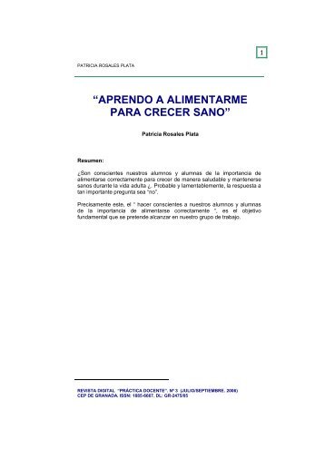 “APRENDO A ALIMENTARME PARA CRECER SANO” - Centro del ...
