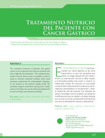 Tratamiento Nutricio del Paciente con Cáncer Gástrico - Instituto ...