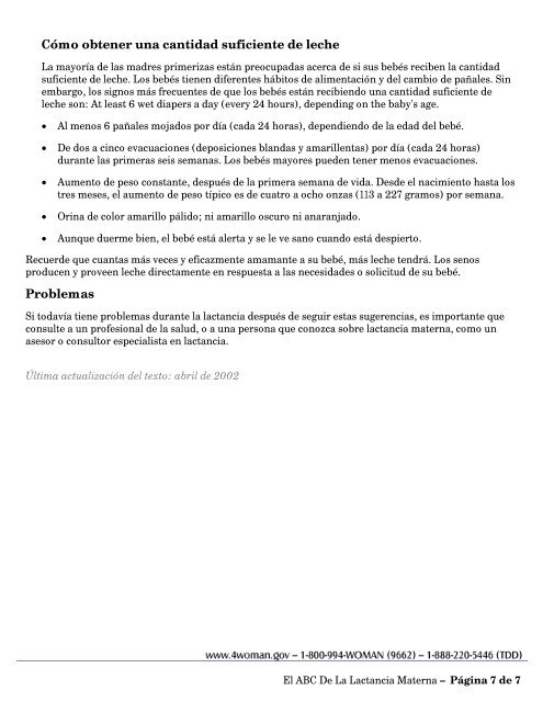 La Lactancia Materna -- Mejor para el bebé. Mejor para la mamá.