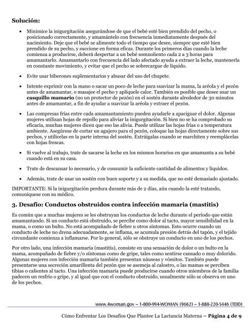 La Lactancia Materna -- Mejor para el bebé. Mejor para la mamá.