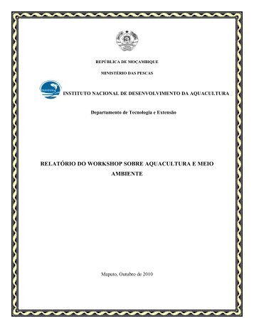 relatório do workshop sobre aquacultura e meio ambiente