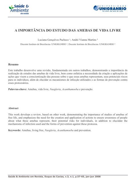 A importância do estudo das amebas de vida livre - Unigranrio