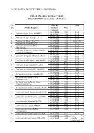 facultatea de inginerie alimentară - Facultatea de Inginerie Alimentara