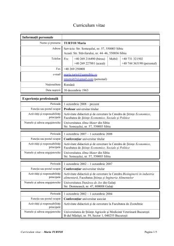 Curriculum vitae - Dunarea de Jos