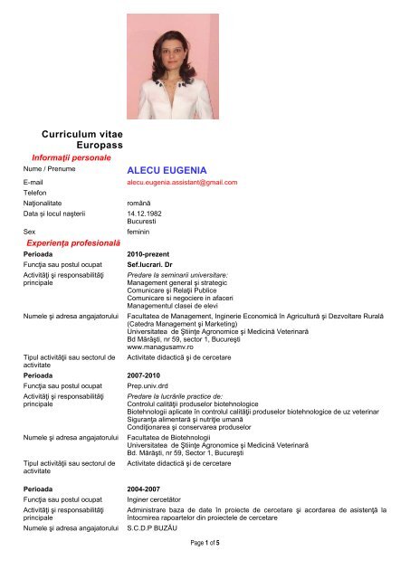 Alecu Eugenia șef Lucrări Managusamv Ro