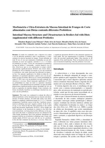 Morfometria e Ultra-Estrutura da Mucosa Intestinal de Frangos de ...